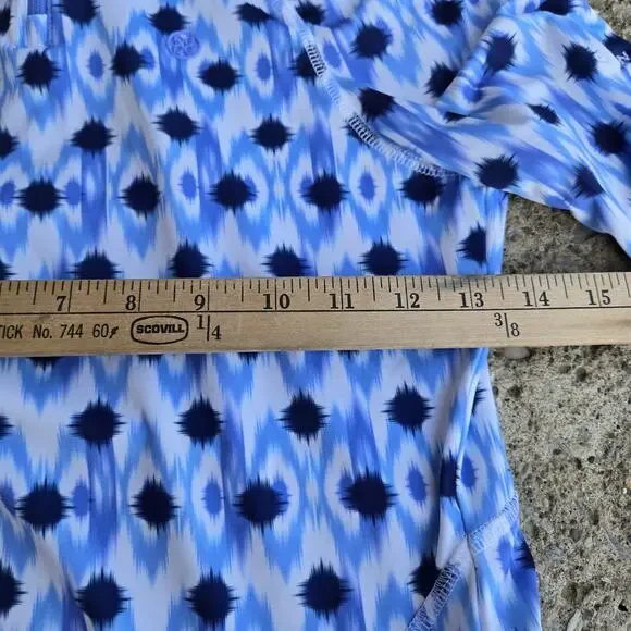 G/Fore Women’s XS Blue White Ikat Print Quarter 1/4 Zip Pullover Top Golf Tennis - Picture 7 of 12